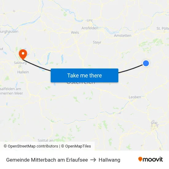 Gemeinde Mitterbach am Erlaufsee to Hallwang map