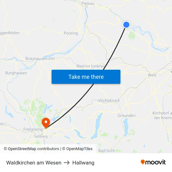 Waldkirchen am Wesen to Hallwang map