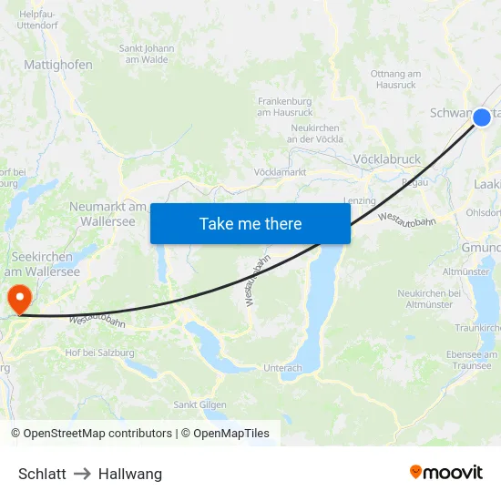 Schlatt to Hallwang map