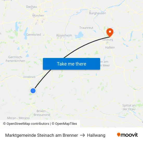 Marktgemeinde Steinach am Brenner to Hallwang map