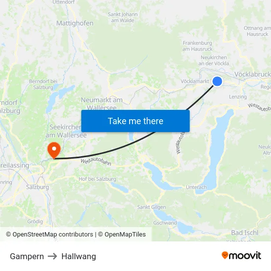 Gampern to Hallwang map