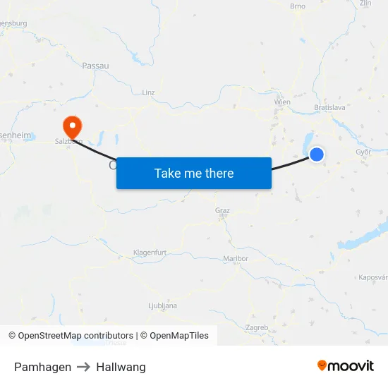 Pamhagen to Hallwang map