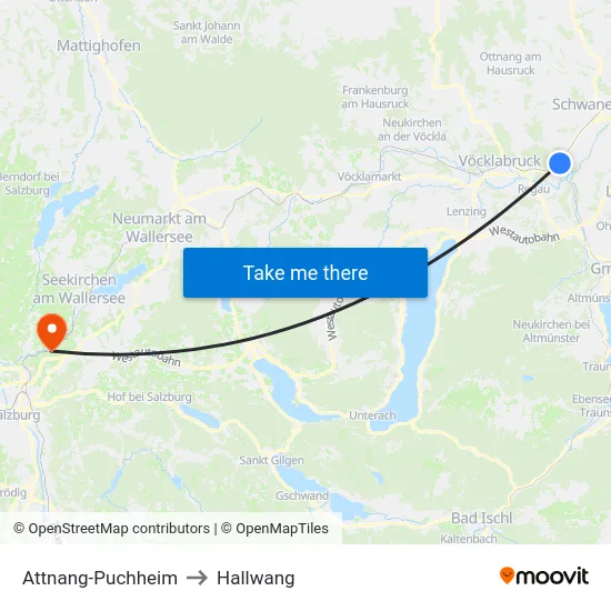 Attnang-Puchheim to Hallwang map