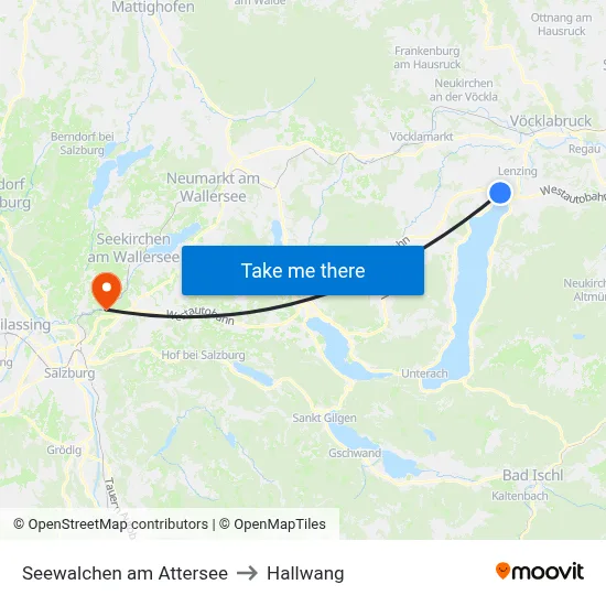 Seewalchen am Attersee to Hallwang map