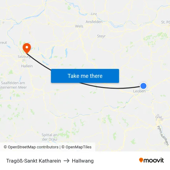 Tragöß-Sankt Katharein to Hallwang map