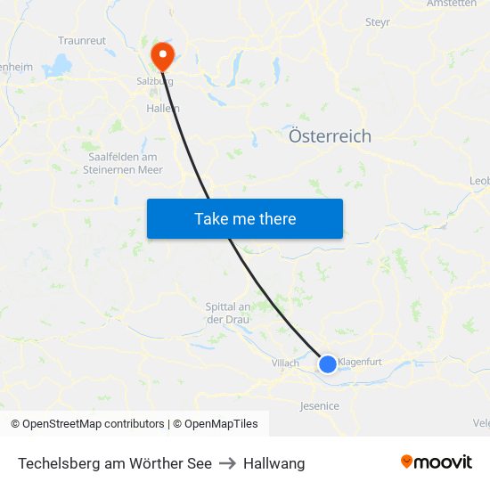 Techelsberg am Wörther See to Hallwang map