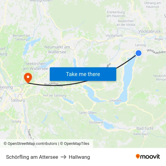 Schörfling am Attersee to Hallwang map