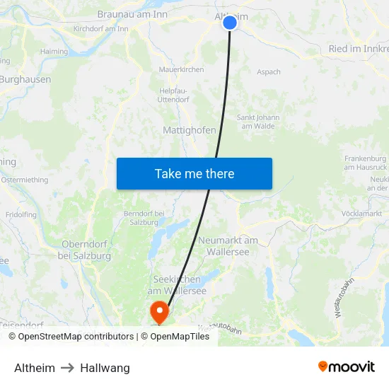 Altheim to Hallwang map
