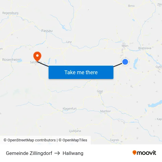 Gemeinde Zillingdorf to Hallwang map