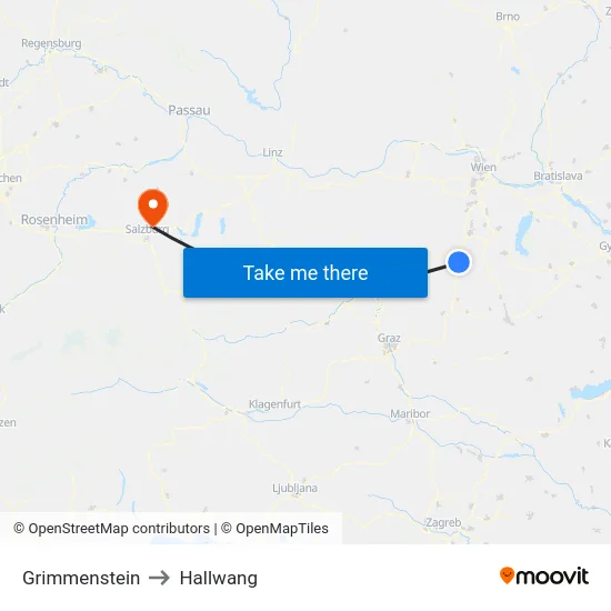 Grimmenstein to Hallwang map