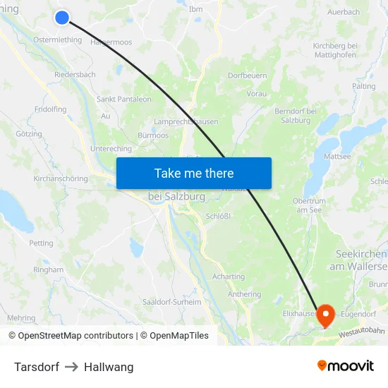 Tarsdorf to Hallwang map