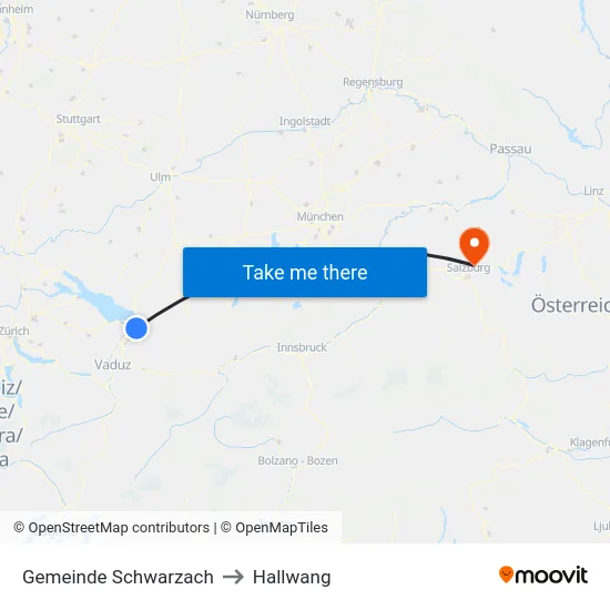 Gemeinde Schwarzach to Hallwang map