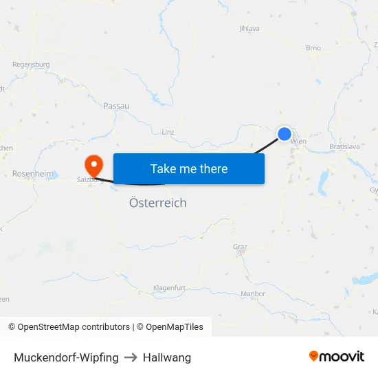 Muckendorf-Wipfing to Hallwang map