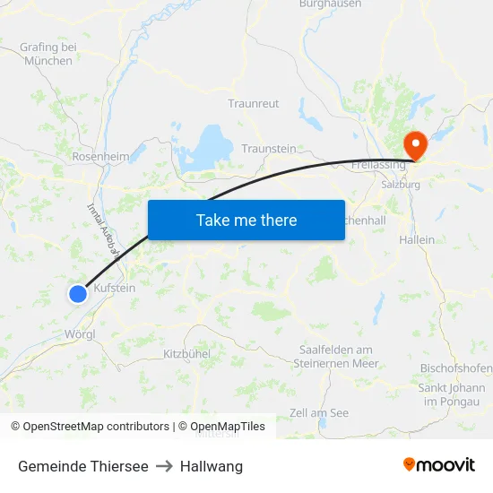Gemeinde Thiersee to Hallwang map