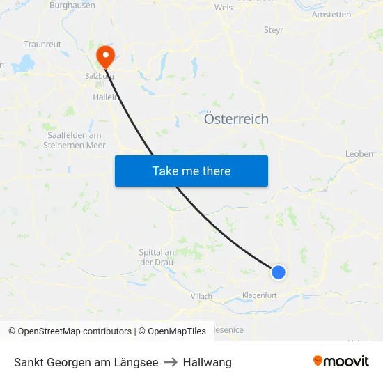 Sankt Georgen am Längsee to Hallwang map
