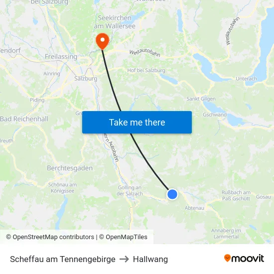 Scheffau am Tennengebirge to Hallwang map