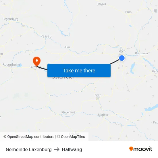 Gemeinde Laxenburg to Hallwang map