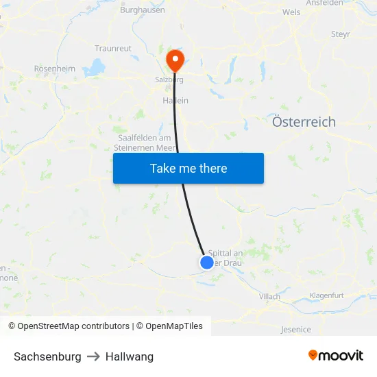 Sachsenburg to Hallwang map