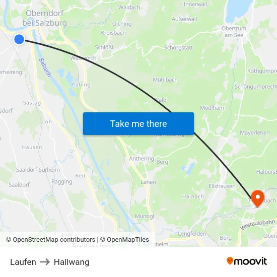 Laufen to Hallwang map