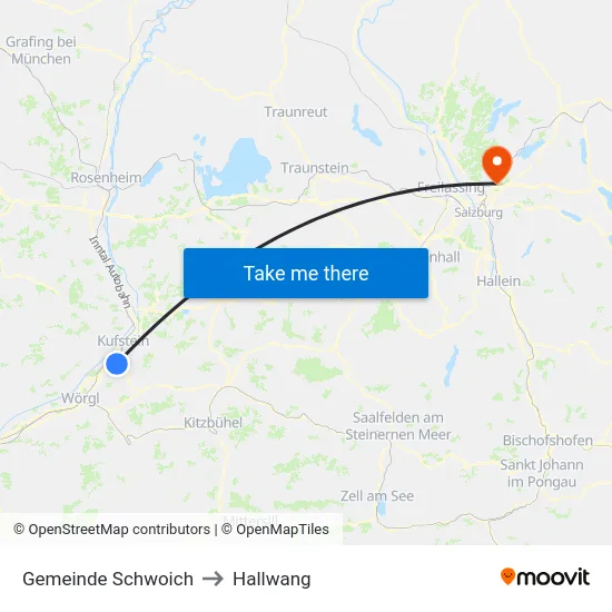 Gemeinde Schwoich to Hallwang map
