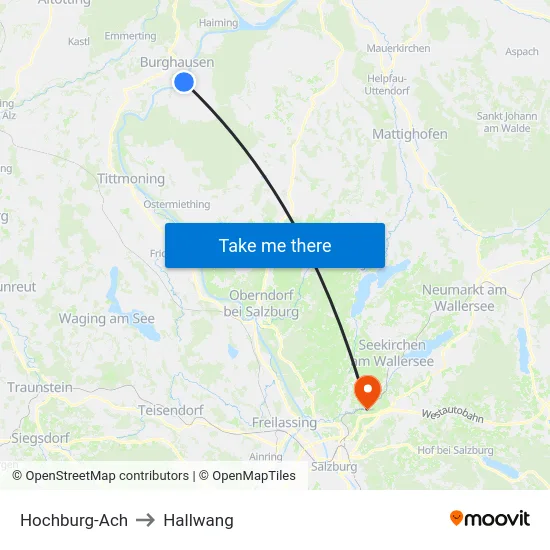 Hochburg-Ach to Hallwang map
