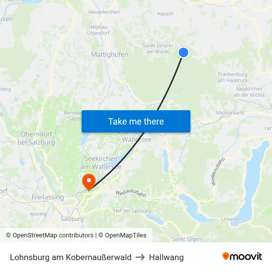 Lohnsburg am Kobernaußerwald to Hallwang map