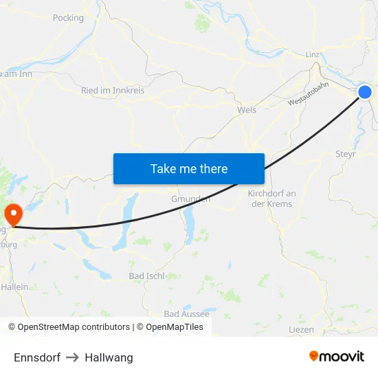 Ennsdorf to Hallwang map