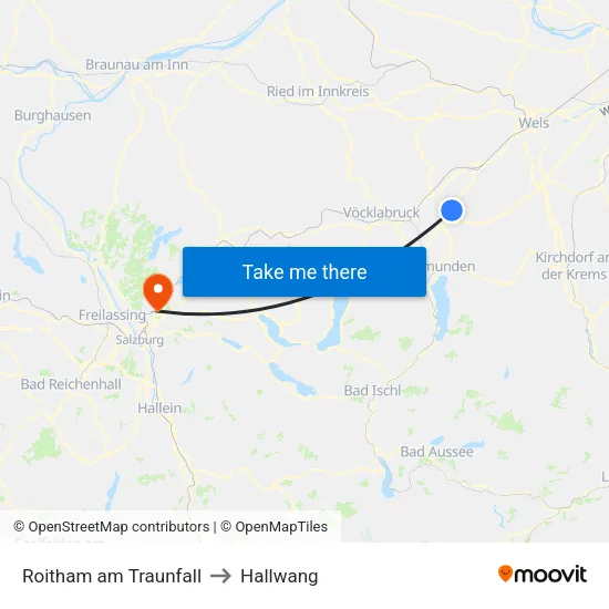 Roitham am Traunfall to Hallwang map