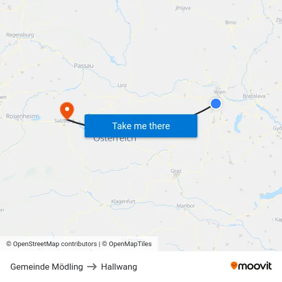 Gemeinde Mödling to Hallwang map