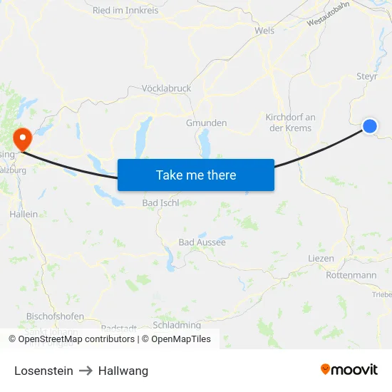 Losenstein to Hallwang map