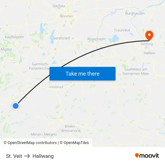 St. Veit to Hallwang map