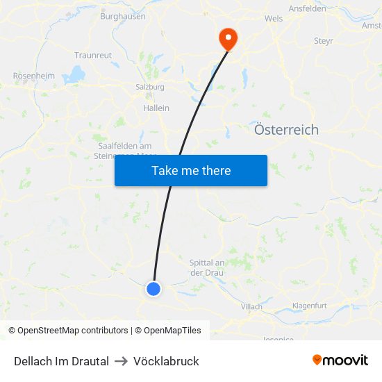 Dellach Im Drautal to Vöcklabruck map