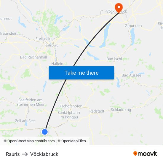 Rauris to Vöcklabruck map