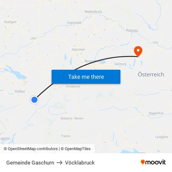 Gemeinde Gaschurn to Vöcklabruck map