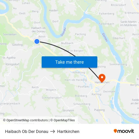 Haibach Ob Der Donau to Hartkirchen map
