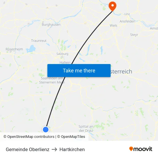 Gemeinde Oberlienz to Hartkirchen map