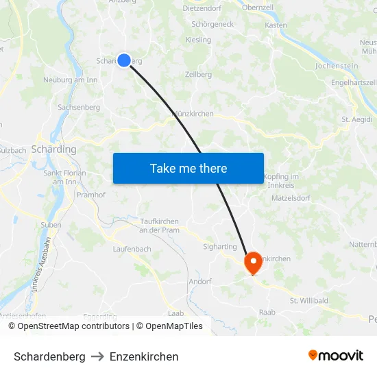Schardenberg to Enzenkirchen map