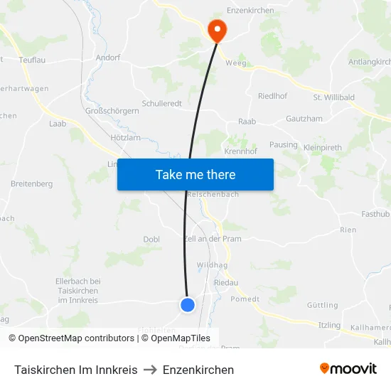 Taiskirchen Im Innkreis to Enzenkirchen map