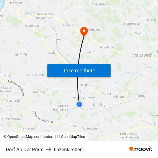 Dorf An Der Pram to Enzenkirchen map
