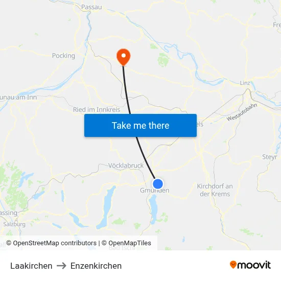 Laakirchen to Enzenkirchen map