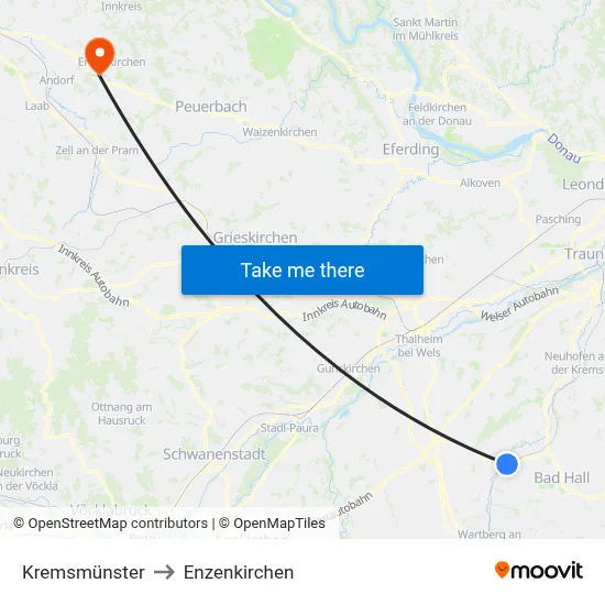 Kremsmünster to Enzenkirchen map