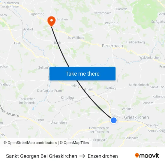 Sankt Georgen Bei Grieskirchen to Enzenkirchen map