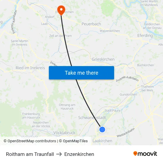 Roitham am Traunfall to Enzenkirchen map