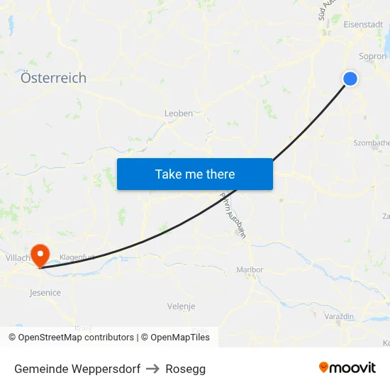 Gemeinde Weppersdorf to Rosegg map