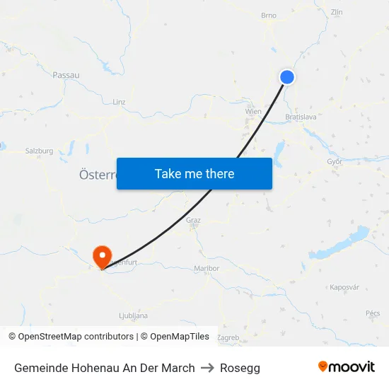 Gemeinde Hohenau An Der March to Rosegg map