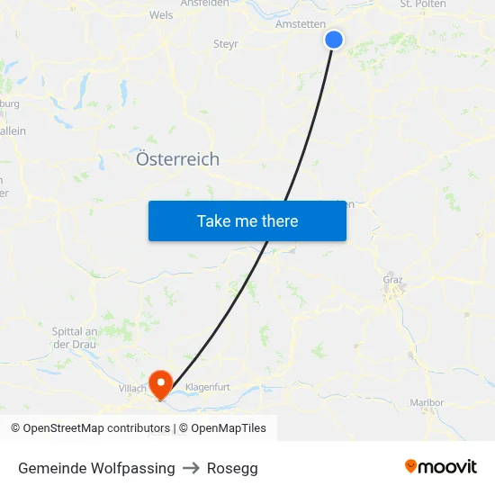 Gemeinde Wolfpassing to Rosegg map