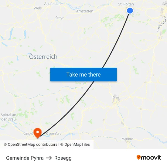 Gemeinde Pyhra to Rosegg map