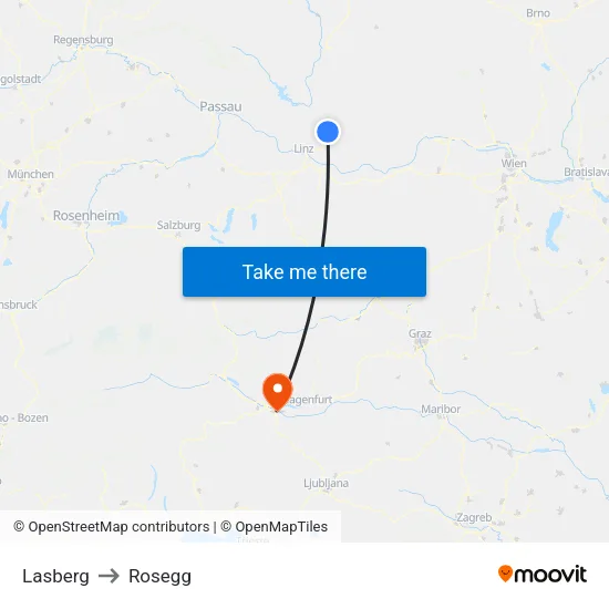 Lasberg to Rosegg map