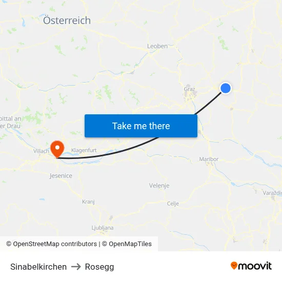 Sinabelkirchen to Rosegg map