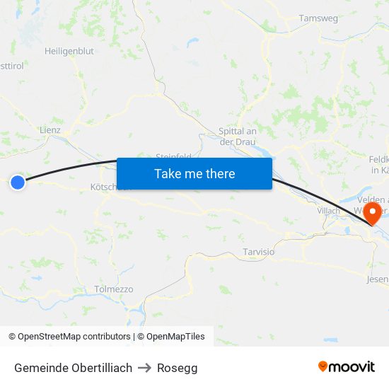 Gemeinde Obertilliach to Rosegg map